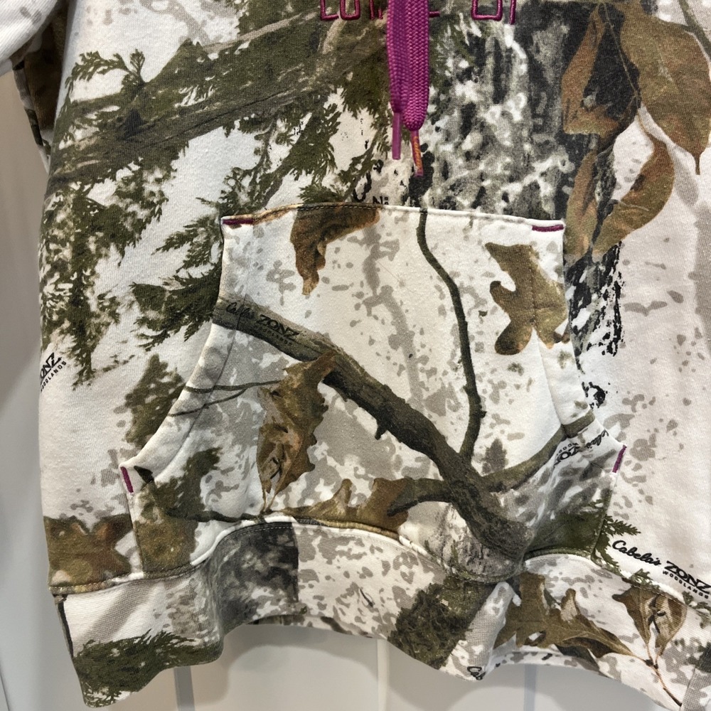 Cabelas Women's Snow Camo Zonz Woodlands Winter Pullover Hoodie Hunt Size‎ Small - Picture 3 of 8